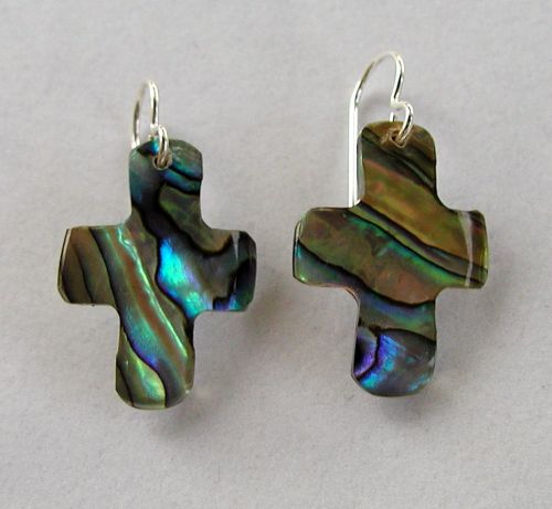 Carved Cross Earrings 1 1/4" Long